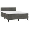vidaXL Boxspringbett mit Matratze & LED Dunkelgrau 140x200 cm Samt
