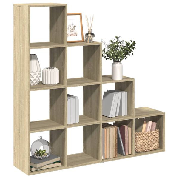 vidaXL Raumteiler-B&uuml;cherregal 4 Stufen Sonoma-Eiche 131,5x29x131,5 cm