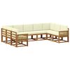 vidaXL Outdoor-Sofagarnitur 9 pcs Natur und Creme Massivholz Akazie