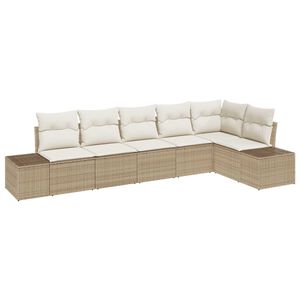 vidaXL Gartensofa-set mit Kissen 6 pcs Beige und Creme Poly-Rattan