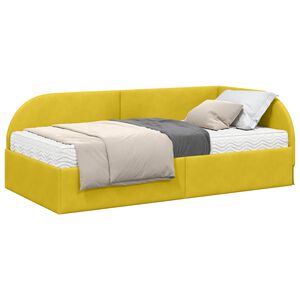 vidaXL Eckbettgestell mit Matratze 2 stk. Gelb 80 x 200 cm Samt