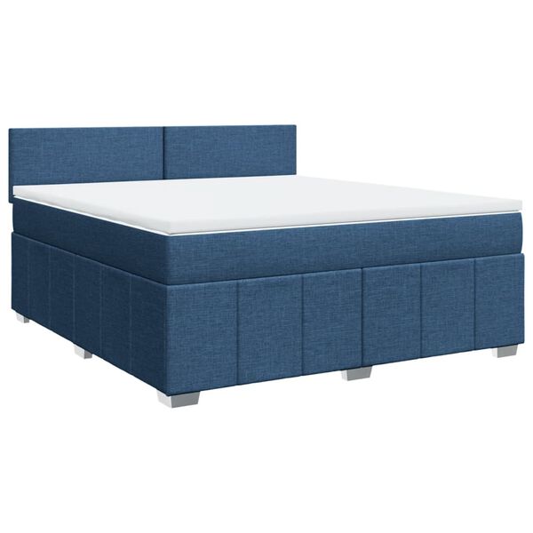 vidaXL Boxspringbett mit Matratze Blau 180x200 cm Stoff