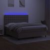 vidaXL Boxspringbett mit Matratze & LED Taupe 160x200 cm Stoff