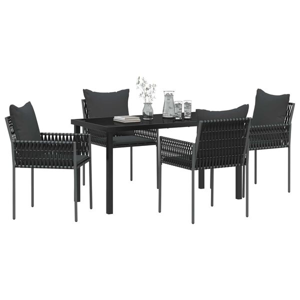 vidaXL Garten Essgruppe 5 pcs Schwarz und Grau PE-Rattan