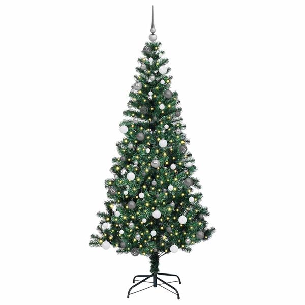 vidaXL K&uuml;nstlicher vorbeleuchteter Weihnachtsbaum Gr&uuml;n 210 cm