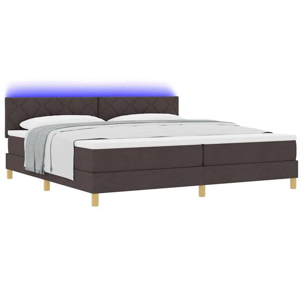 vidaXL LED Boxspringbett mit Matratze Dunkelbraun 200 x 200 cm Stoff
