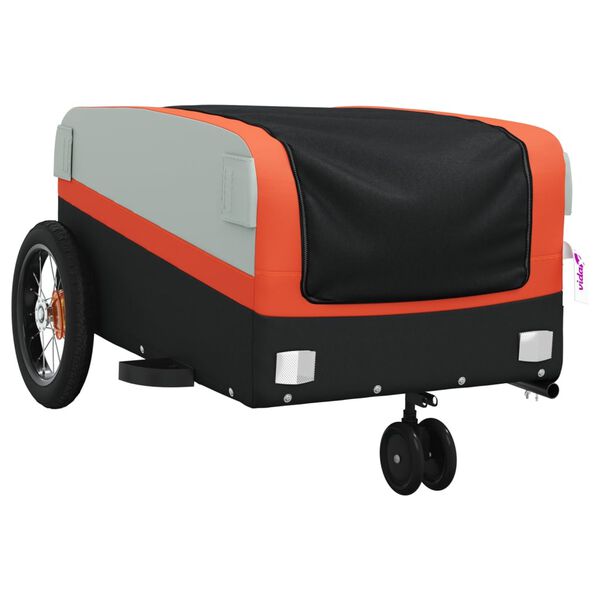 vidaXL Fahrradanhänger Schwarz und Orange 30 kg Eisen