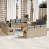 vidaXL 13-tlg. Garten-Sofagarnitur mit Kissen Beige Poly Rattan