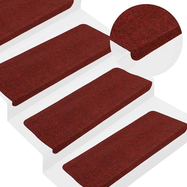 vidaXL Stufenmatten Selbstklebend 15 Stk. 65x24,5x3,5 cm Rot