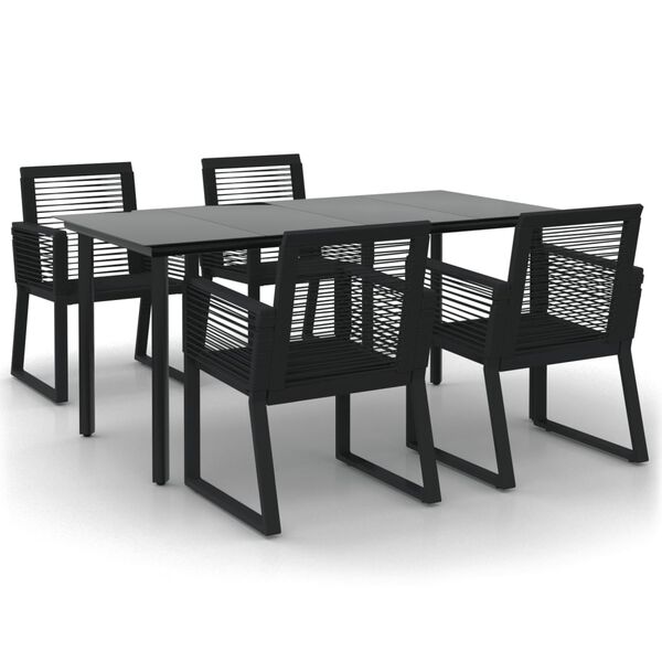 vidaXL 5-tlg. Garten-Essgruppe Schwarz PVC Rattan