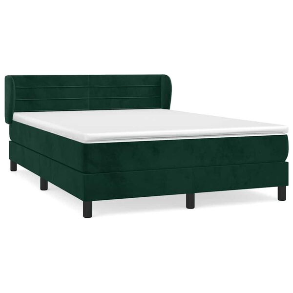 vidaXL Boxspringbett mit Matratze Dunkelgr&uuml;n 140x200 cm Samt