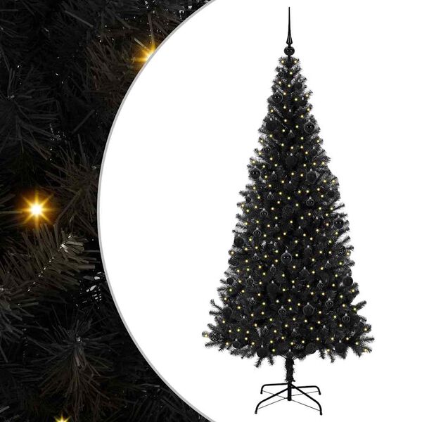 vidaXL Weihnachtsbaum mit 300 LEDs mit St&auml;nder Schwarz 210 cm PVC