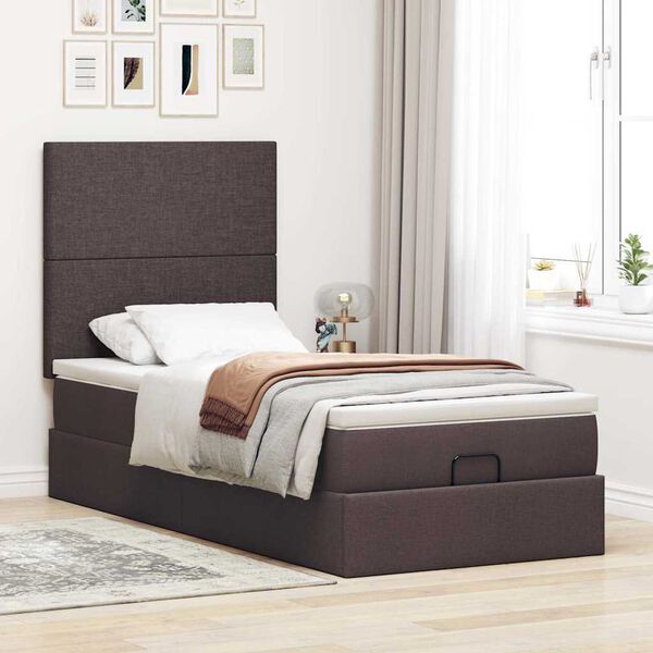 vidaXL Ottoman-Bett mit Matratze Dunkelbraun 100x200 cm Stoff
