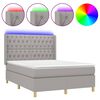 vidaXL Boxspringbett mit Matratze & LED Hellgrau 140x200 cm Stoff