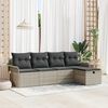 vidaXL Garten-Sofa-Set mit Kissen 5 pcs Hellgrau Poly Rattan