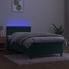 vidaXL Boxspringbett mit Matratze & LED Dunkelgr&uuml;n 90x190 cm Samt