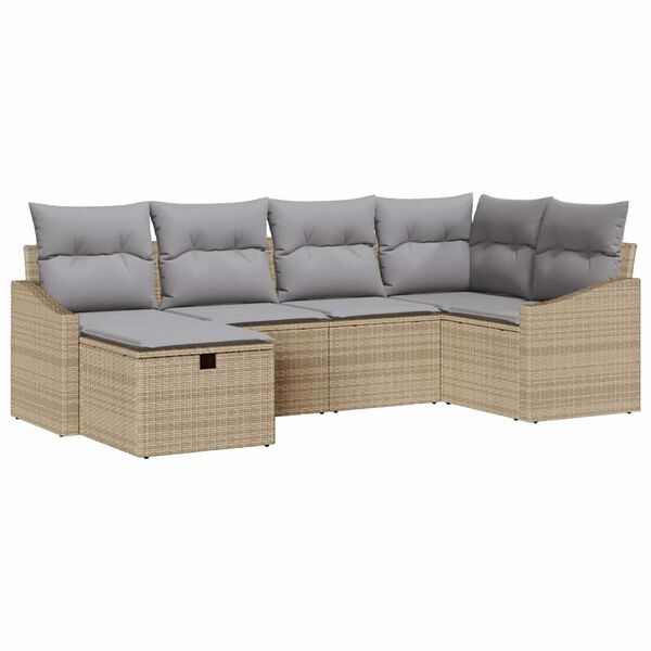 vidaXL Sofa Set mit Kissen 6 pcs Poly-Rattan