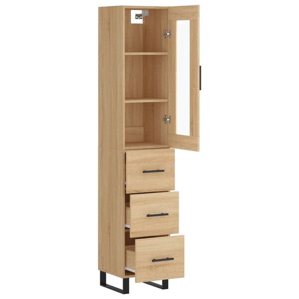 vidaXL Highboard Sonoma-Eiche 34,5x34x180 cm Holzwerkstoff