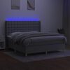 vidaXL Boxspringbett mit Matratze & LED Hellgrau 180x200 cm Stoff