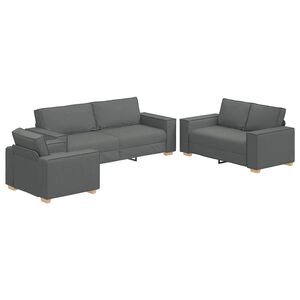vidaXL Sofa 3 pcs Dunkelgrau 220 x 80 x 84 cm Leinenmischgewebe