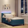 vidaXL LED Boxspringbett mit Matratze Dunkelblau 90 x 190 cm Samt