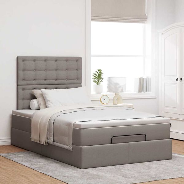 vidaXL Ottoman-Bett mit Matratze Taupe 120x190 cm Stoff