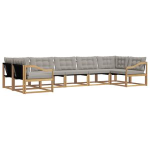 vidaXL Outdoor-Sofagarnitur mit Kissen 7 pcs Wei&szlig; und Hellgrau