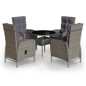 vidaXL 5-tlg. Garten-Bistro-Set Poly Rattan Grau