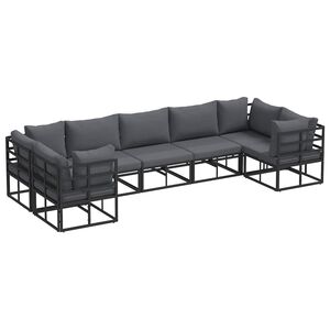 vidaXL Gartensofa-set 7 stk. Schwarz Aluminium