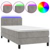 vidaXL Boxspringbett mit Matratze & LED Hellgrau 90x190 cm Samt