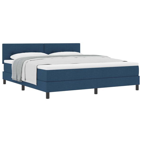 vidaXL Boxspringbett mit Kopfteil Blau 180 x 200 cm Stoff