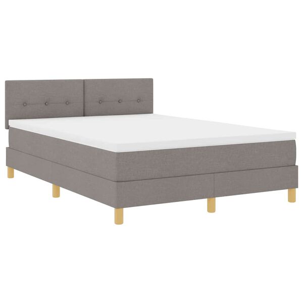 vidaXL Boxspringbett mit Matratze Taupe 140 x 190 cm Stoff