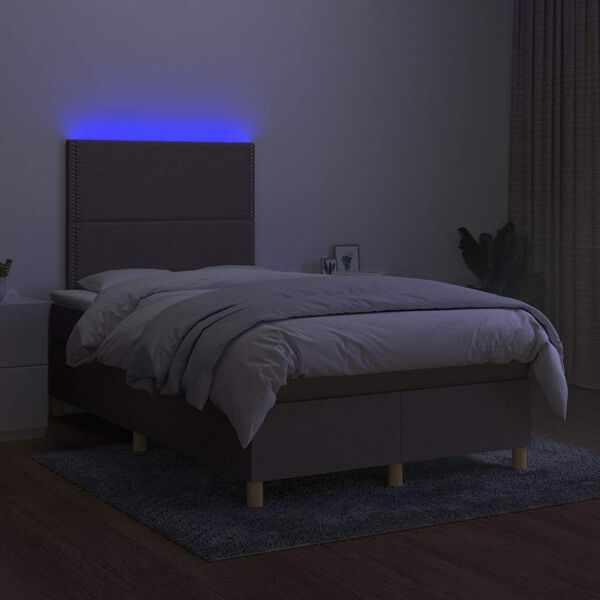 vidaXL Boxspringbett mit Matratze & LED Taupe 120x190 cm Stoff