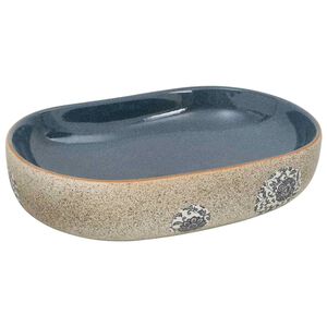vidaXL Aufsatzwaschbecken Sandfarben Blau Oval 59x40x14 cm Keramik