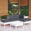 vidaXL 5-tlg. Garten-Lounge-Set mit Kissen Wei&szlig; Kiefernholz