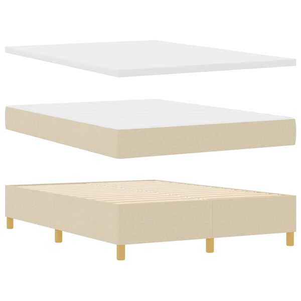 vidaXL Boxspringbett mit Matratze Creme 140 x 200 cm Stoff