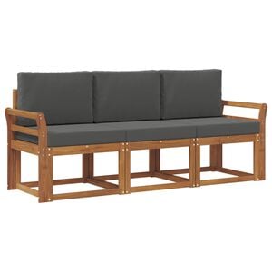 vidaXL Outdoor-Sofagarnitur mit Kissen 3 pcs Natur und Anthrazit