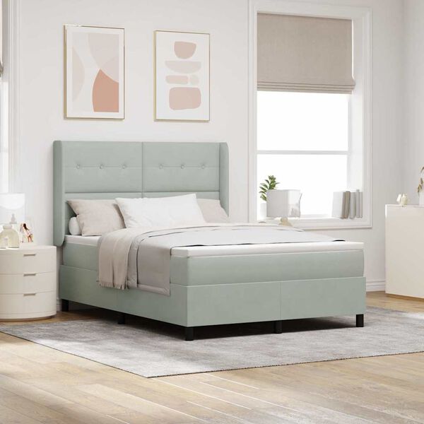 vidaXL Boxspringbett mit Kopfteil Hellgrau 160 x 200 cm Samt