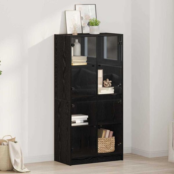 vidaXL Highboard Schwarz Eichen-Optik 68 x 37 x 142 cm Holzwerkstoff