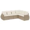 vidaXL 6-tlg. Garten-Sofagarnitur mit Kissen Beige Poly Rattan