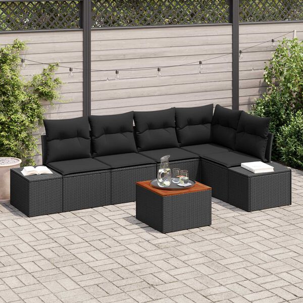 vidaXL Garten-Sofa-Set 6 pcs Schwarz