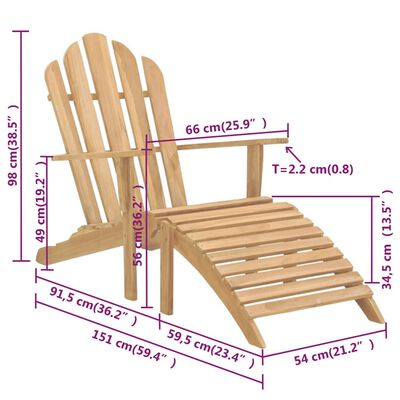vidaXL Adirondack-Stühle mit Fußteil 2 Stk. Massivholz Teak