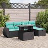 vidaXL 6-tlg. Garten-Sofagarnitur mit Kissen Grau Poly Rattan Akazie