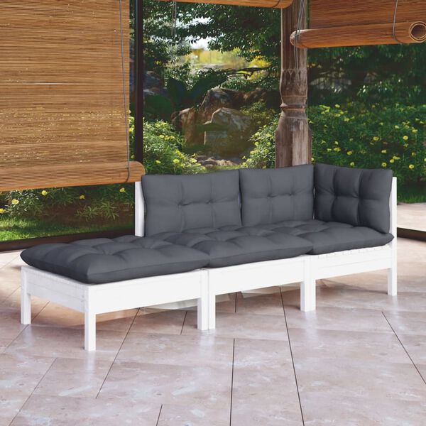 vidaXL 3-tlg. Garten-Lounge-Set mit Kissen Massivholz Kiefer