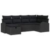 vidaXL Garten-Sofa-Set mit Kissen 6 pcs Schwarz Poly Rattan