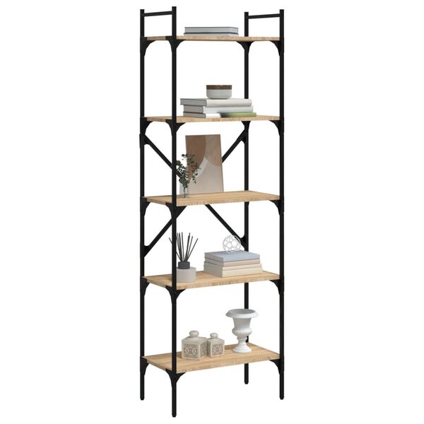 vidaXL Bücherregal 5 Fächer Sonoma-Eiche 56x31,5x174 cm Holzwerkstoff