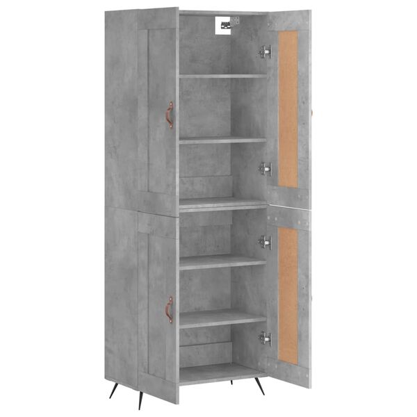 vidaXL Highboard Betongrau 69,5x34x180 cm Holzwerkstoff