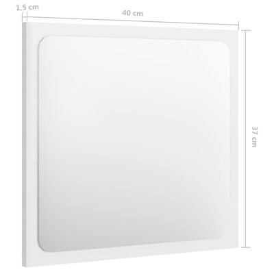 vidaXL Badspiegel Hochglanz-Weiß 40x1,5x37 cm Holzwerkstoff