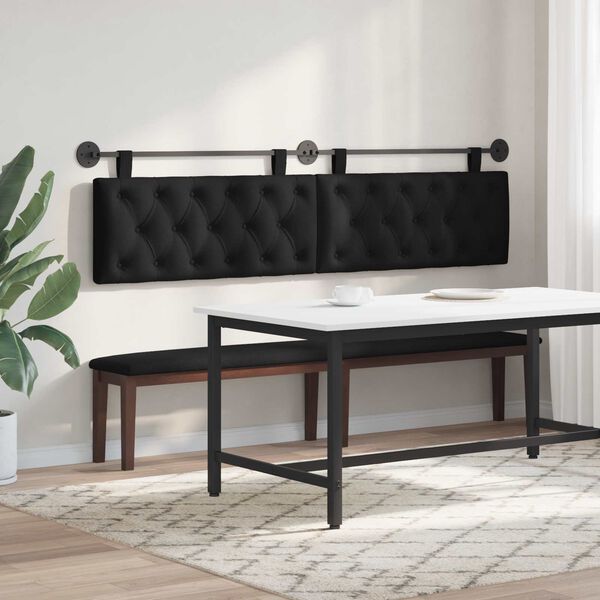 vidaXL H&auml;ngevorderseite Wandmontiert Schwarz 210 x 55 x 7 cm Stoff