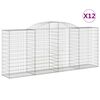 vidaXL Gabionen mit Hochbogen 12 Stk 300x50x120/140cm Verzinktes Eisen